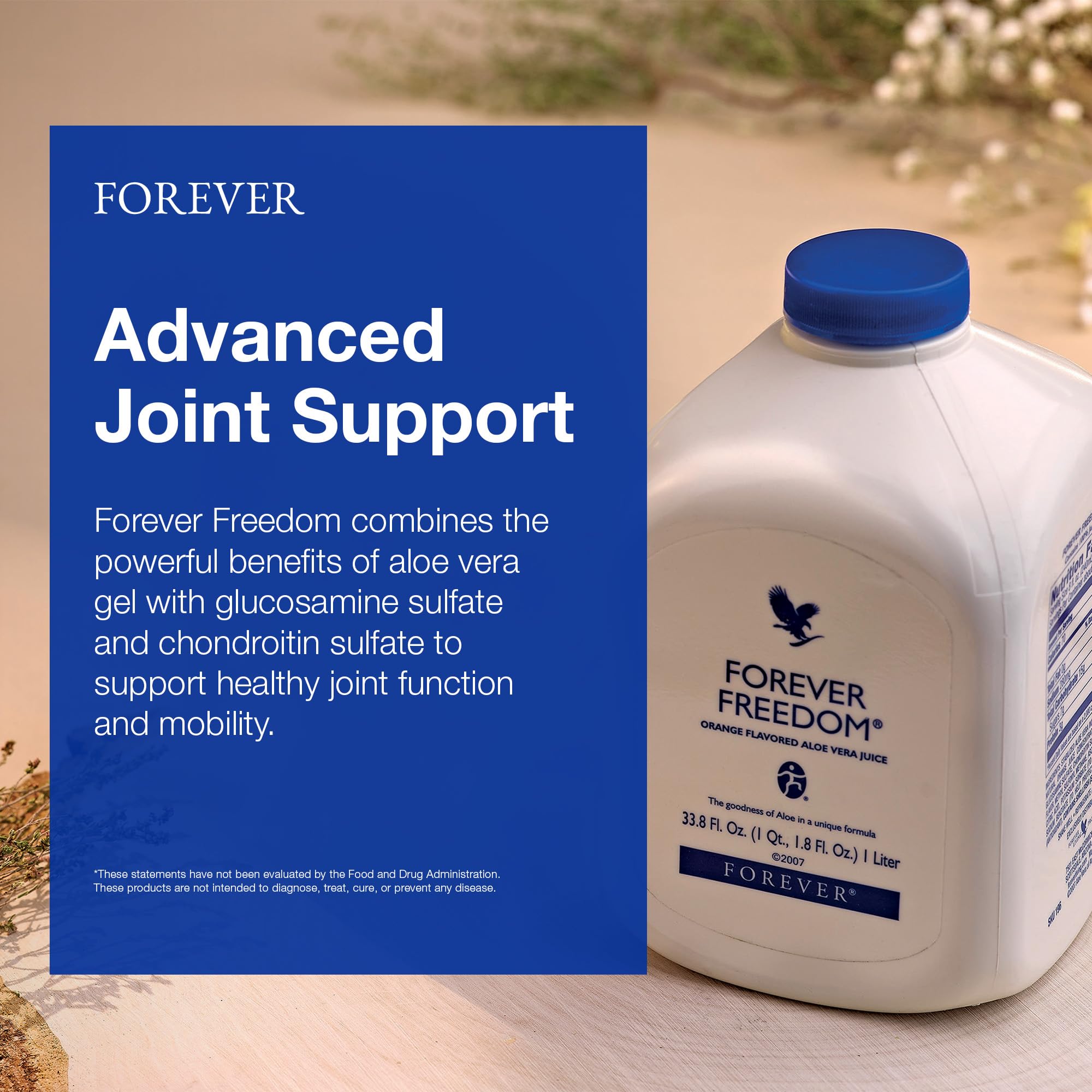 Forever Living Forever Freedom orange flavor bottle displayed for daily enjoyment.