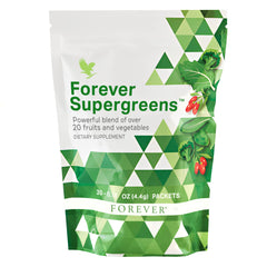 Forever Living Forever Supergreens packets front view for convenient daily energy