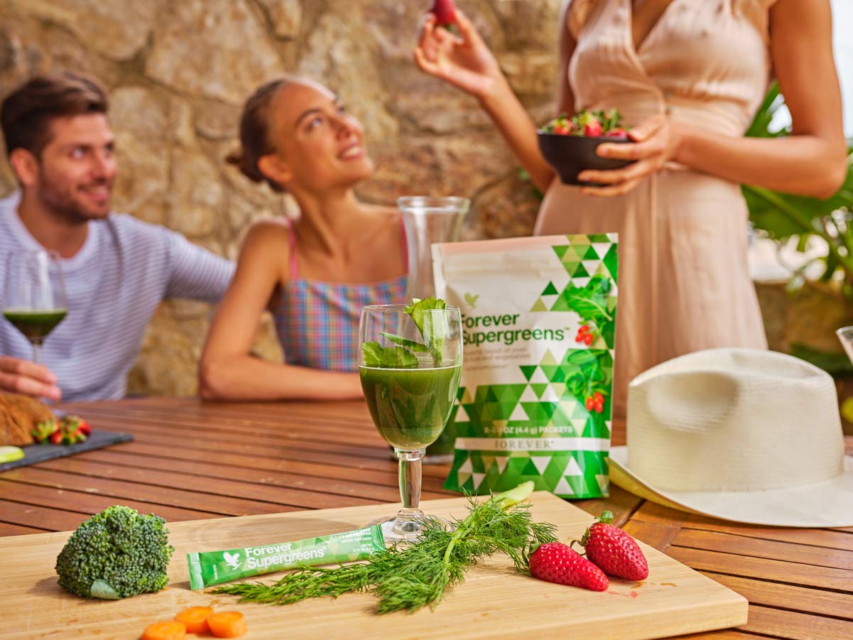 Forever Living Forever Supergreens spoon dispensing packet for quick nutritious boost