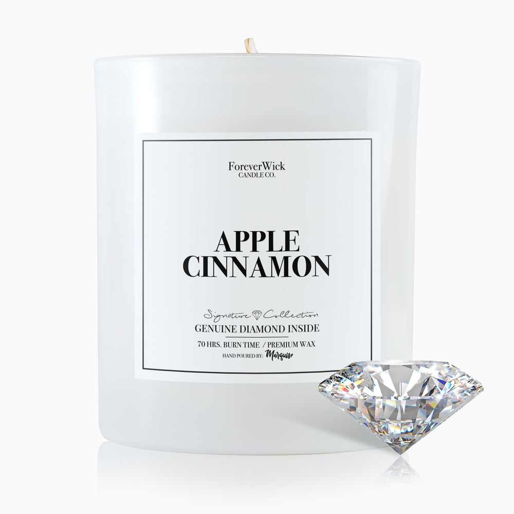 ForeverWick Apple Cinnamon Surprise Candle jar glow for cozy evenings.