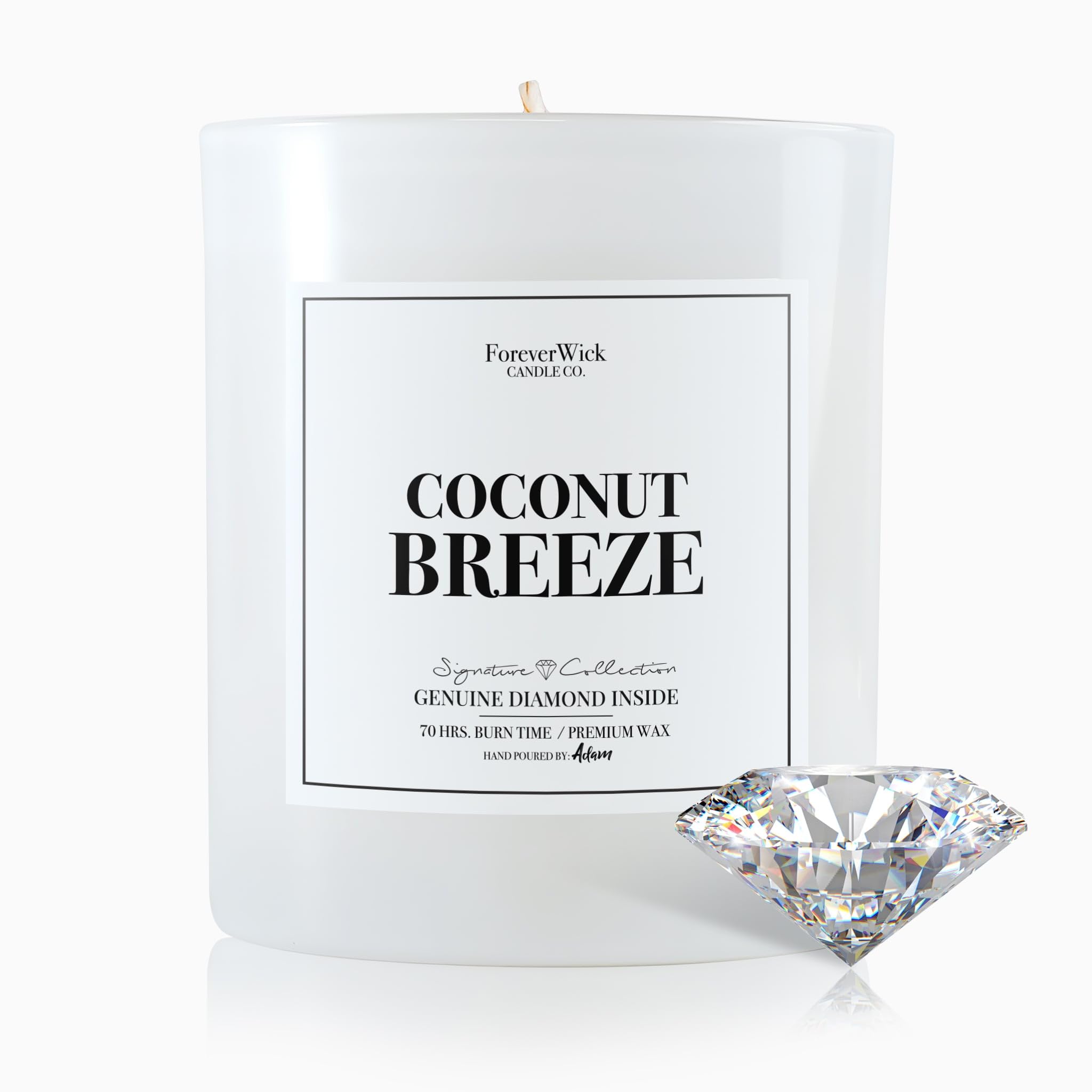 ForeverWick Coconut Breeze candle front view in a clear jar for cozy decor.