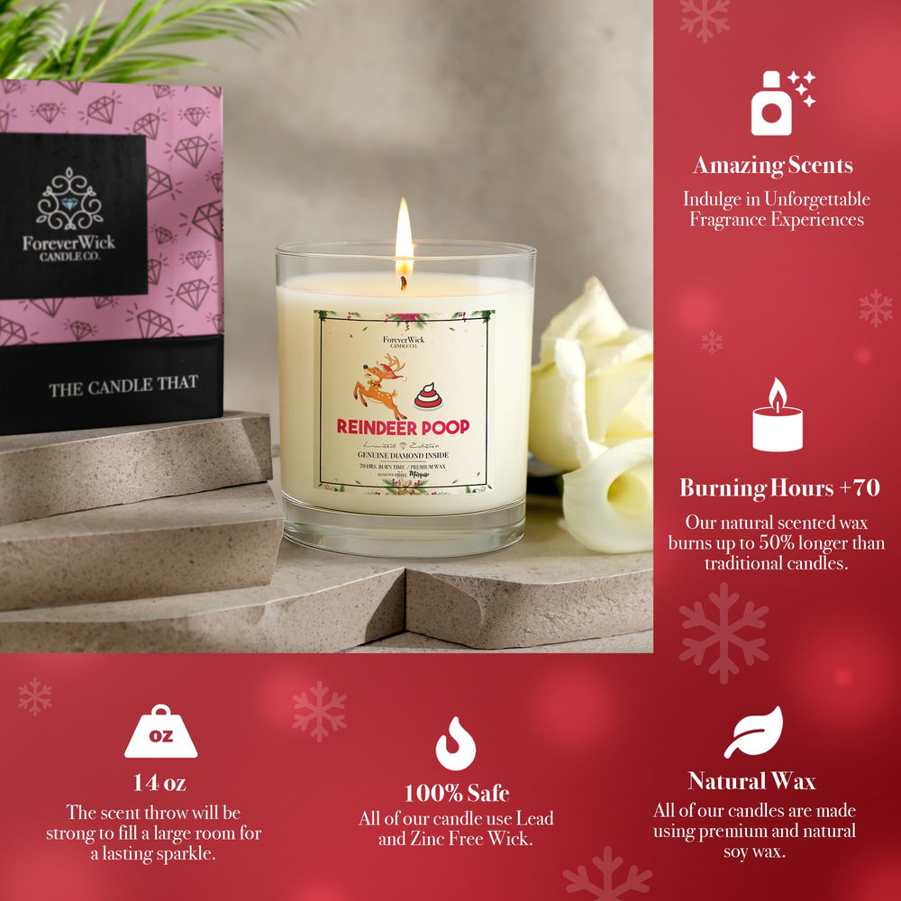 ForeverWick Diamond reveal candle showcases a GIA-graded diamond for a festive surprise.