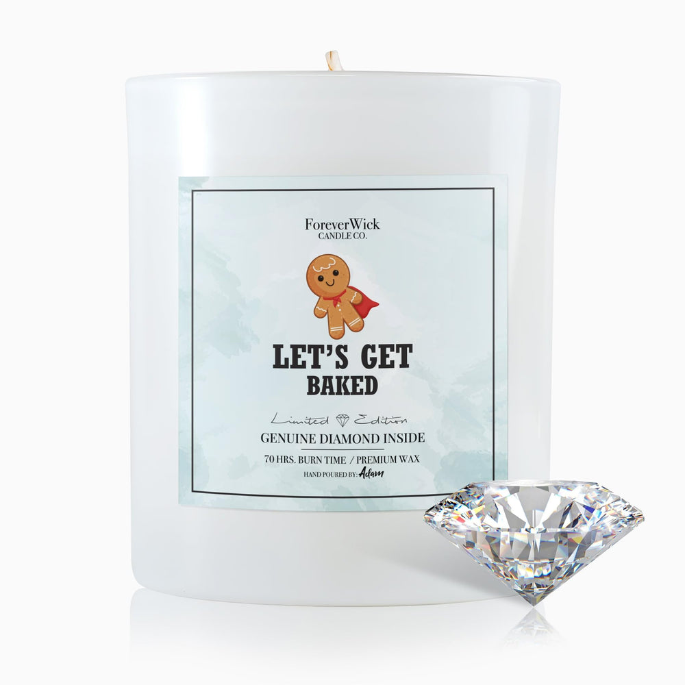 ForeverWick gingerbread jar with diamond inside, cozy holiday aroma.