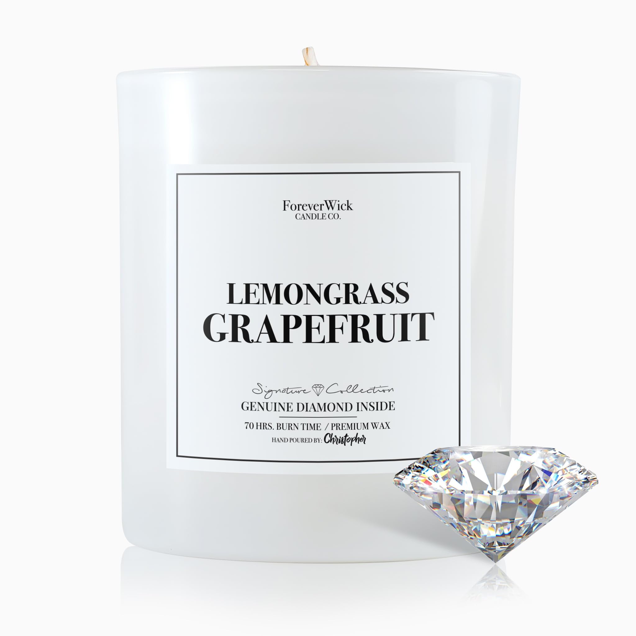 Foreverwick Lemongrass Grapefruit candle label highlights fresh citrus for bright rooms
