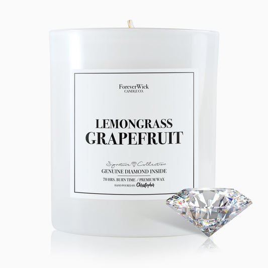 Foreverwick Lemongrass Grapefruit candle label highlights fresh citrus for bright rooms