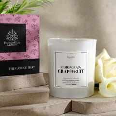 Foreverwick Lemongrass Grapefruit candle wax pour shows clean burn potential