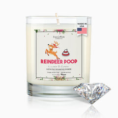ForeverWick Reindeer Poop Diamond Candle in a glass jar enhances holiday ambiance with a cozy scent.