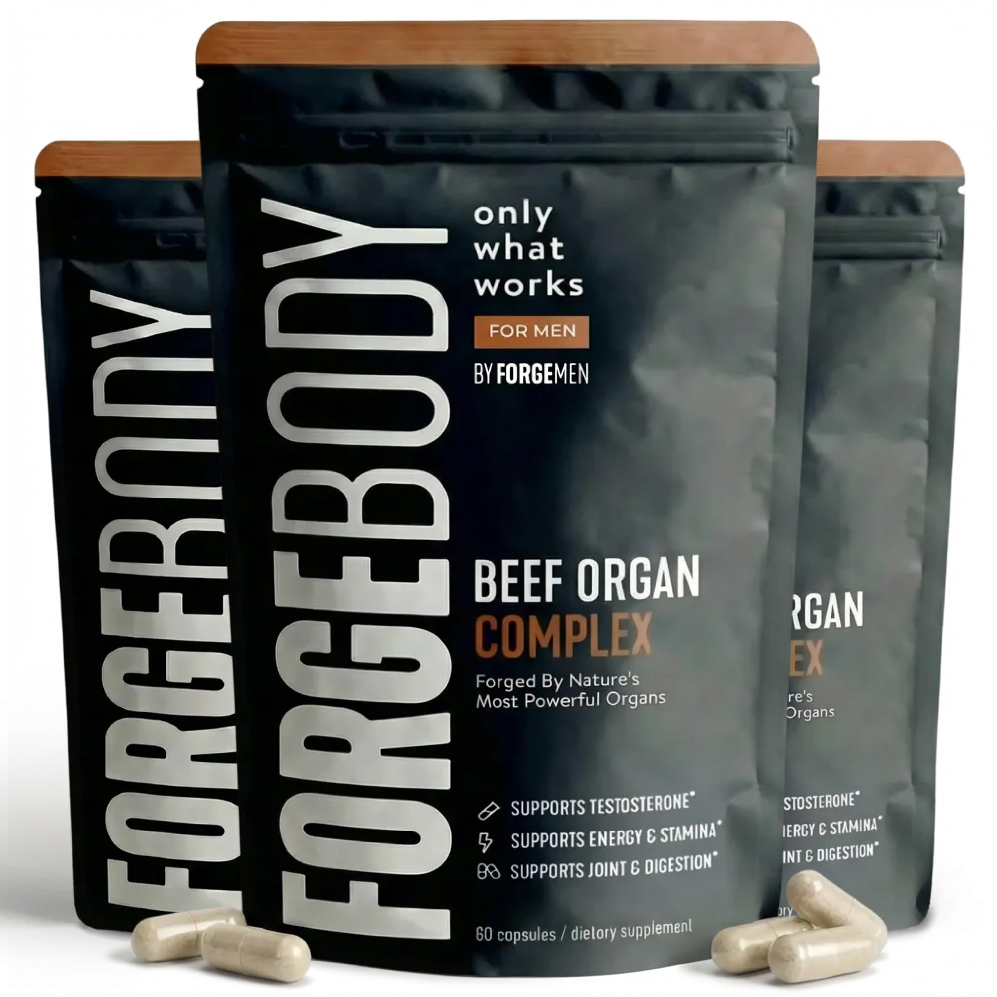 FORGEBODY Beef Organ Complex bottle on shelf for easy daily supplementation
