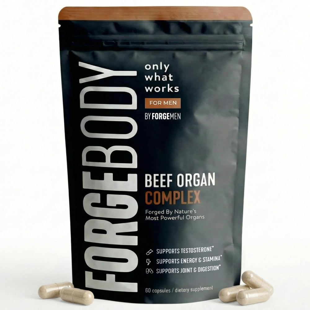 FORGEMEN FORGEBODY Beef Organ Complex bottle for convenient daily supplementation.