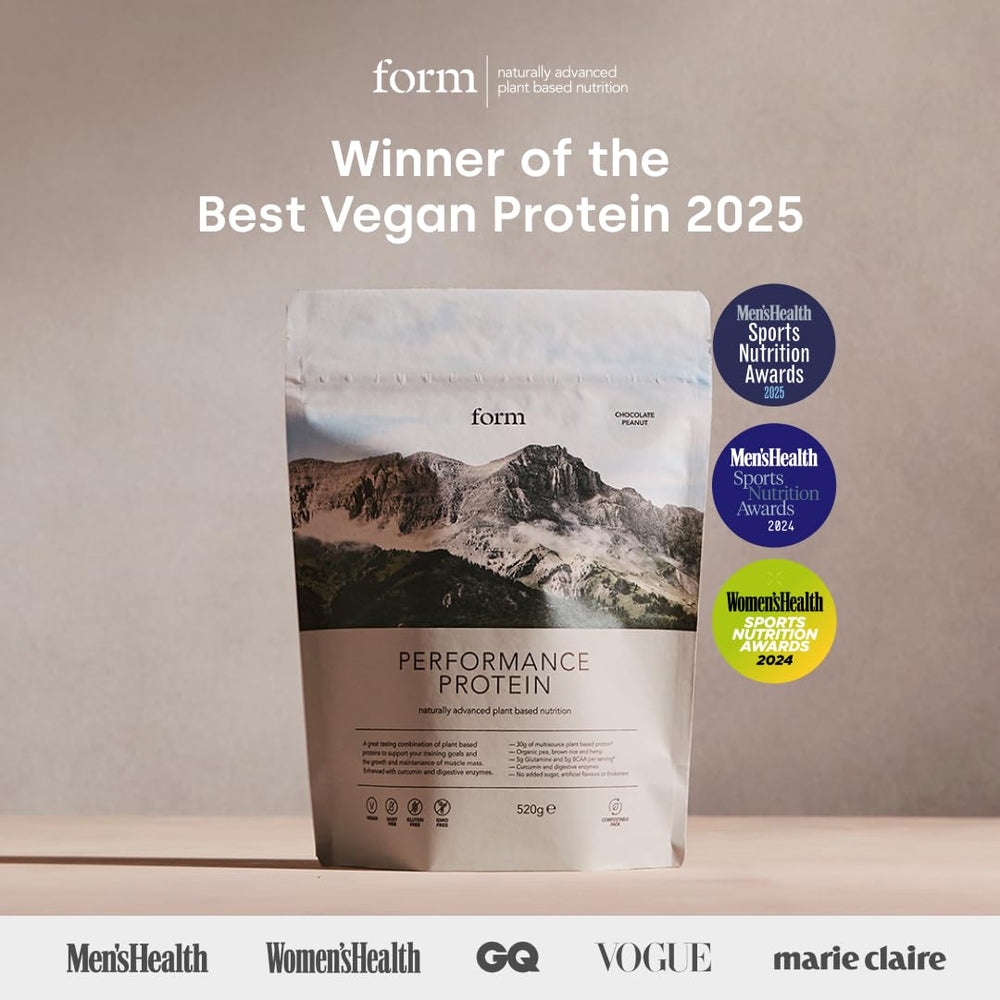 Form Performance Protein scoop in a bowl showing smooth mix