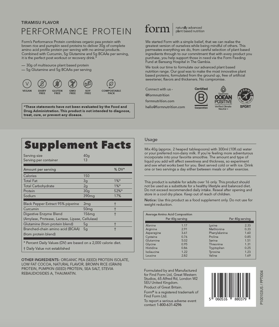 Form Performance Protein tiramisu Informed Sport certification reassures athlete users