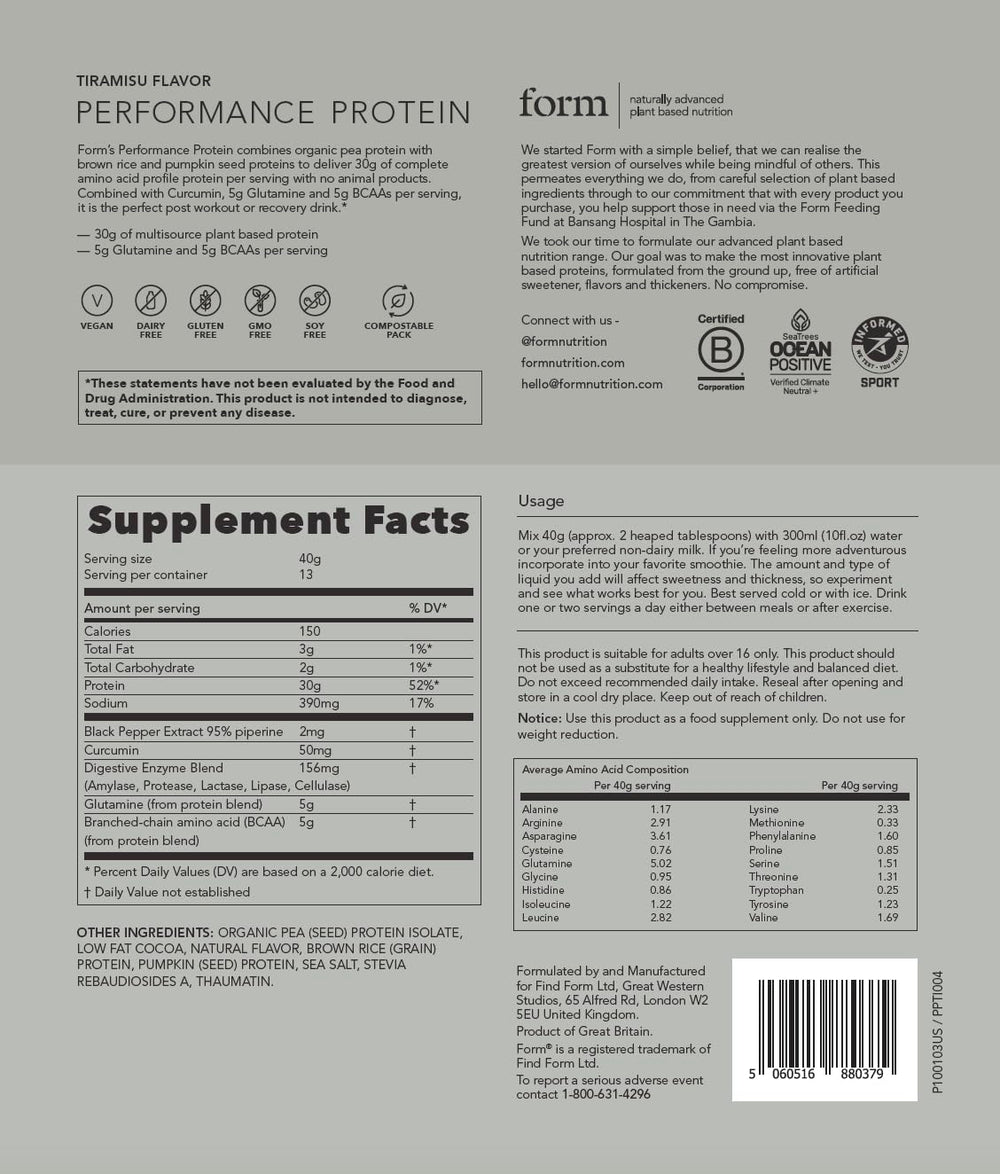 Form Performance Protein tiramisu Informed Sport certification reassures athlete users