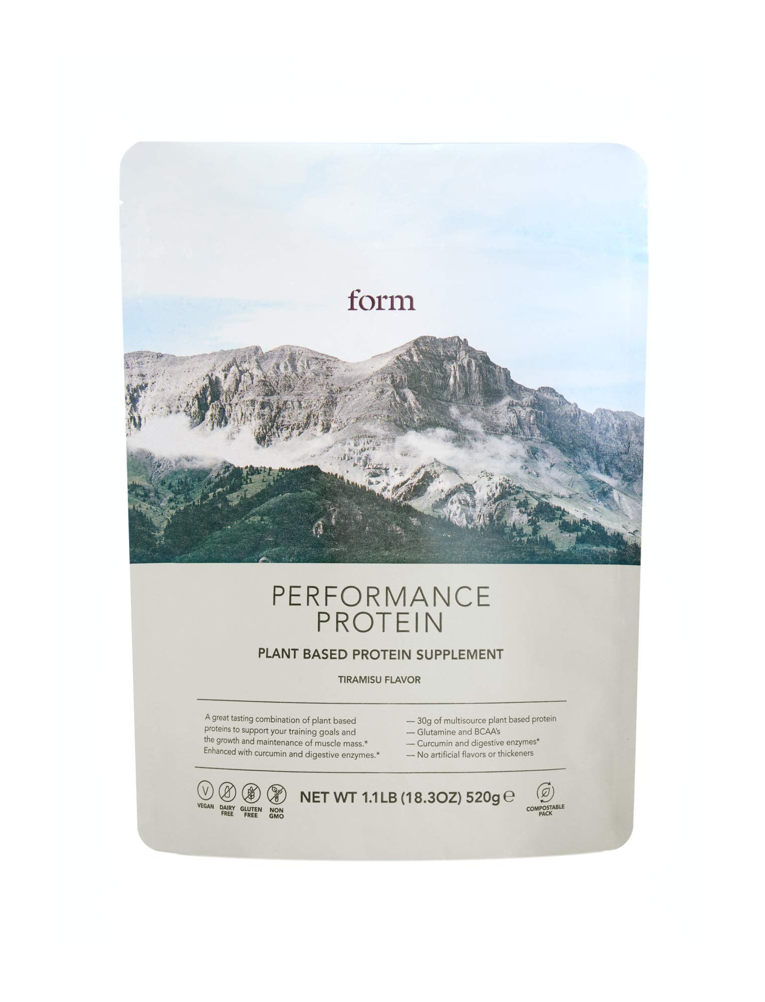 Form Performance Protein tiramisu powder scoop highlights 30g protein per serving for recovery