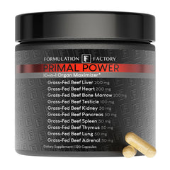 Formulation Factory beef liver capsules bottle showcases energy-support friendly packaging.