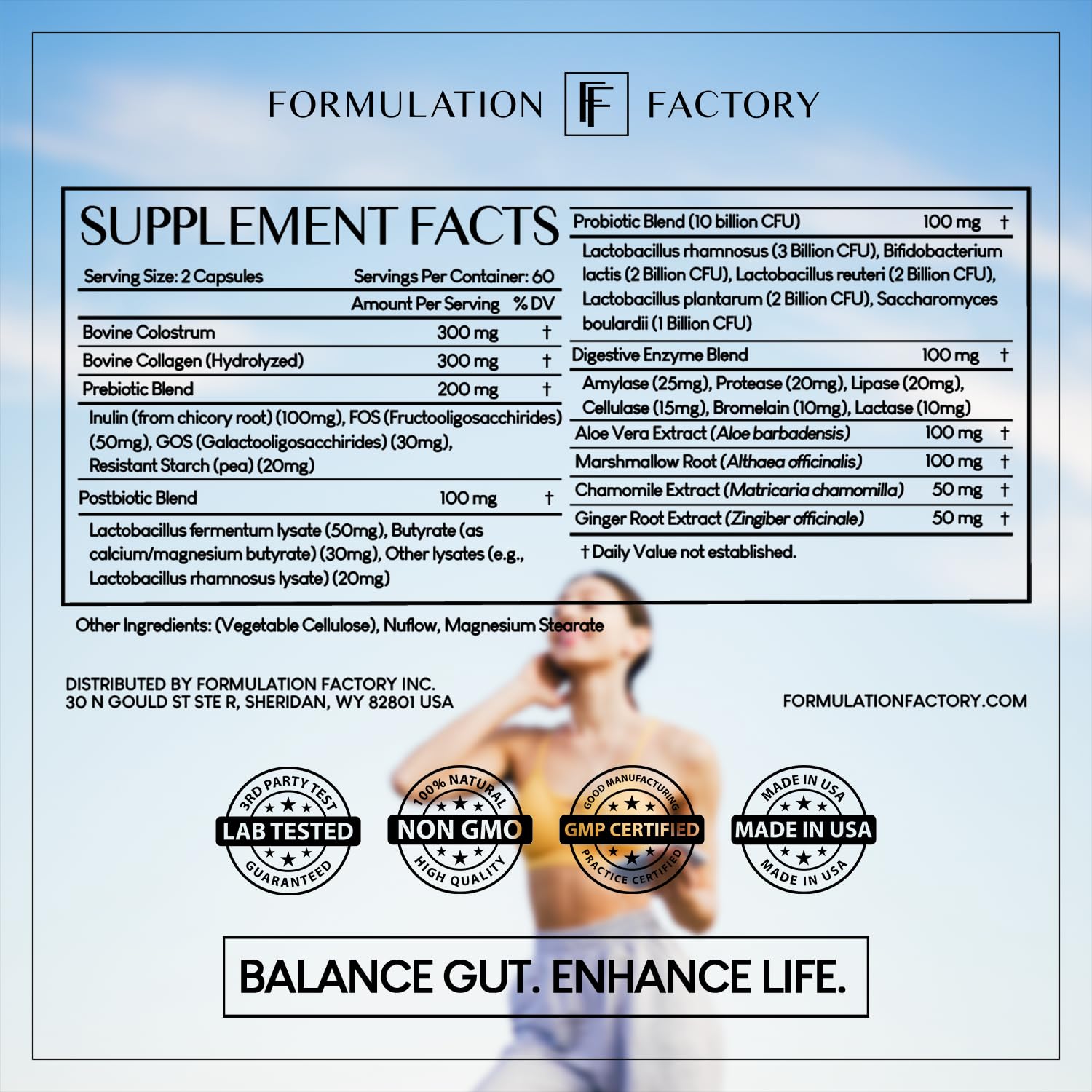 Formulation Factory Gut Intellect ginger and chamomile for immune-gut synergy.