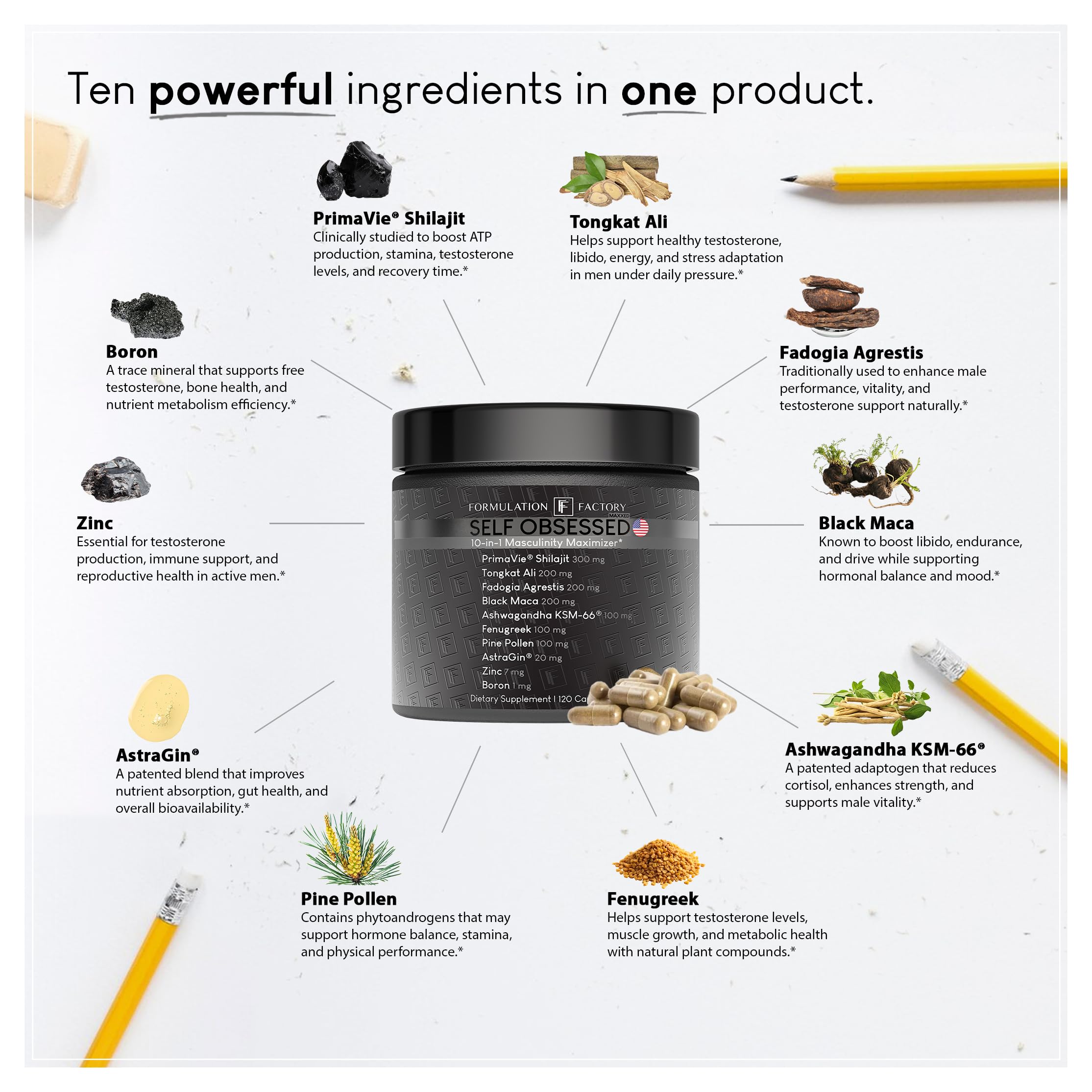 Formulation Factory KSM-66 Ashwagandha display emphasizes standardized energy and focus support