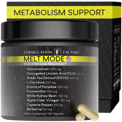 Formulation Factory Melt Mode bottle front view supports energy and metabolism