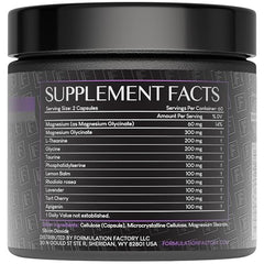 Formulation Factory The Night Before capsules closeup highlights high-absorption magnesium glycinate.