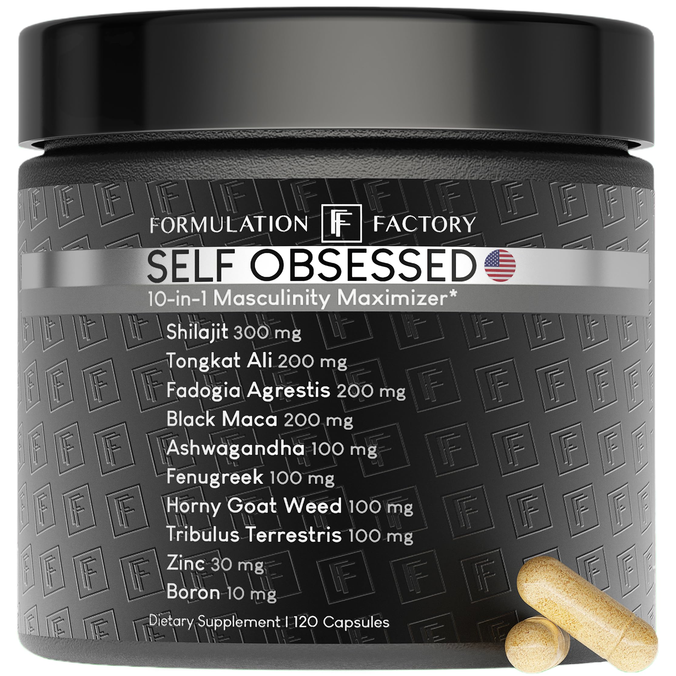 Formulation Factory Self Obsessed bottle front view for vitality support.
