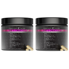 Formulation Factory She's Obsessed bottle front highlights the 10-in-1 balance formula for daily vitality