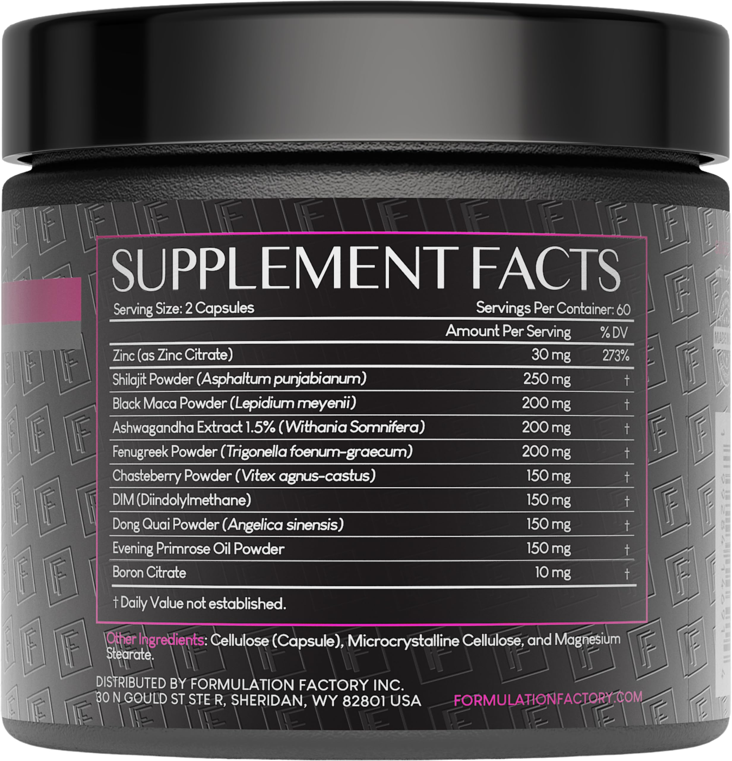 Formulation Factory She's Obsessed label-closeup lists key ingredients and balance focus