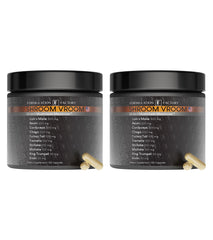 Formulation Factory Shroom Vroom bottle front shows the 10-mushroom blend for daily energy and focus.