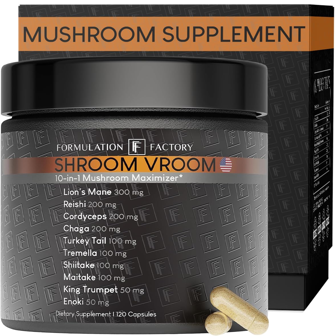 Formulation Factory Shroom Vroom bottle for daily brain focus and steady energy.