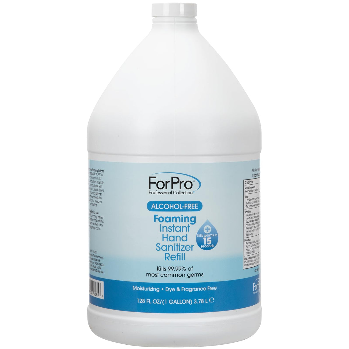ForPro Professional Collection alcohol-free foaming sanitizer bottle showing quick, gentle hand cleansing.