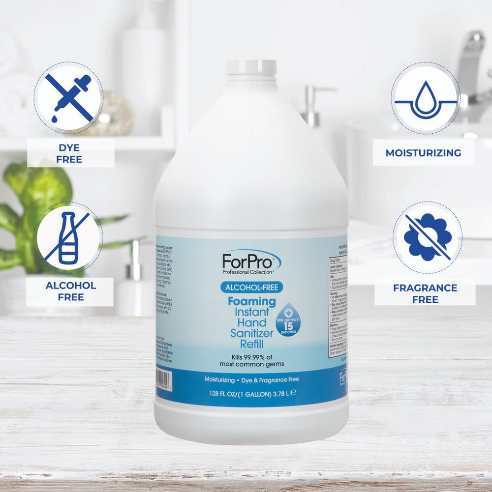 ForPro Professional Collection moisturizing sanitizer close-up emphasizes skin nourishing benefits.