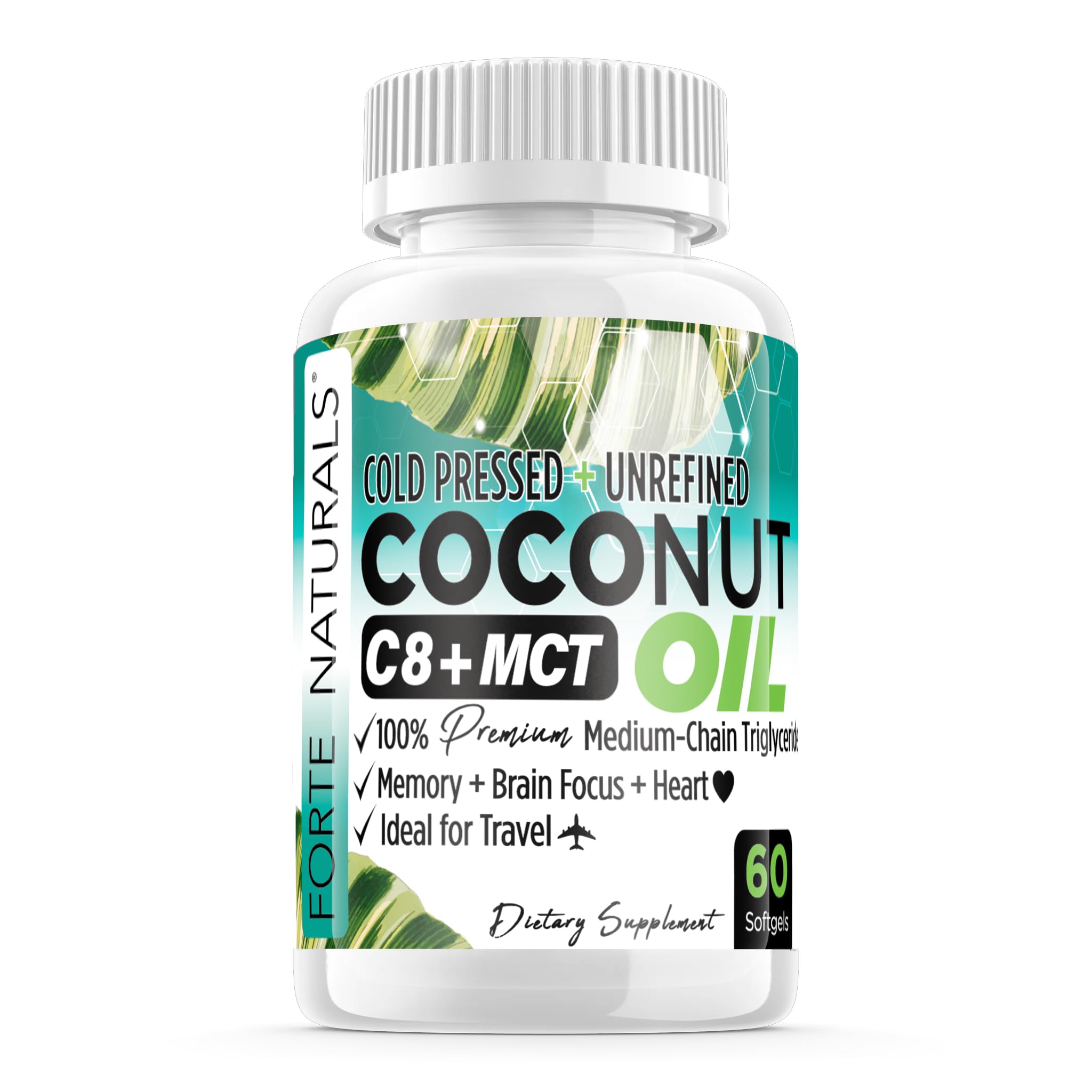 FORTE NATURALS Coconut Oil softgel bottle front for daily vitality