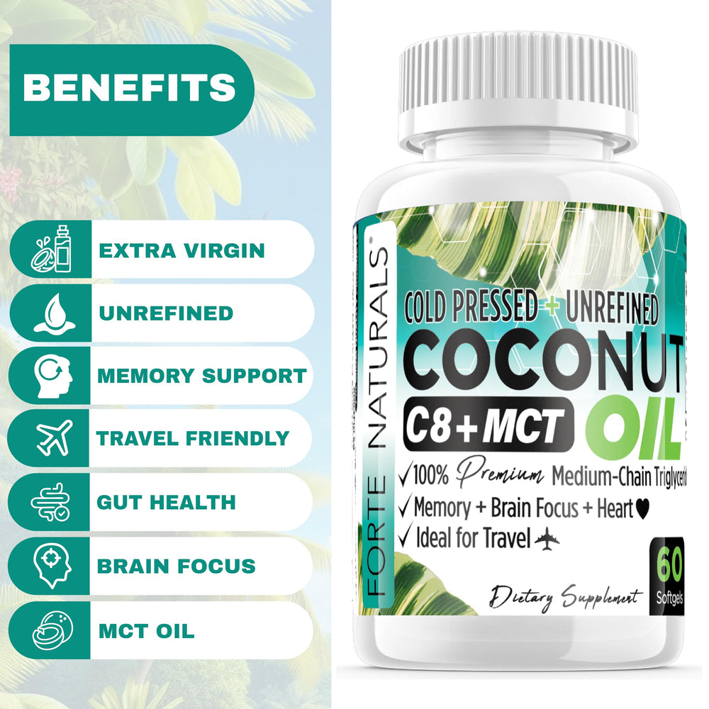 FORTE NATURALS Coconut Oil softgel bottle in hand
