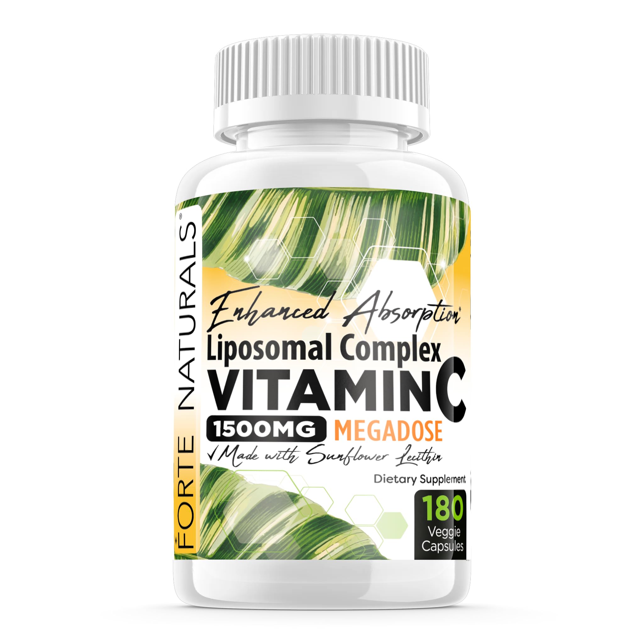FORTE NATURALS high-dose liposomal vitamin C bottle front may support daily immune health.