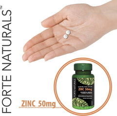 FORTE NATURALS Zinc 50mg seal, GMP-certified USA manufacturing.