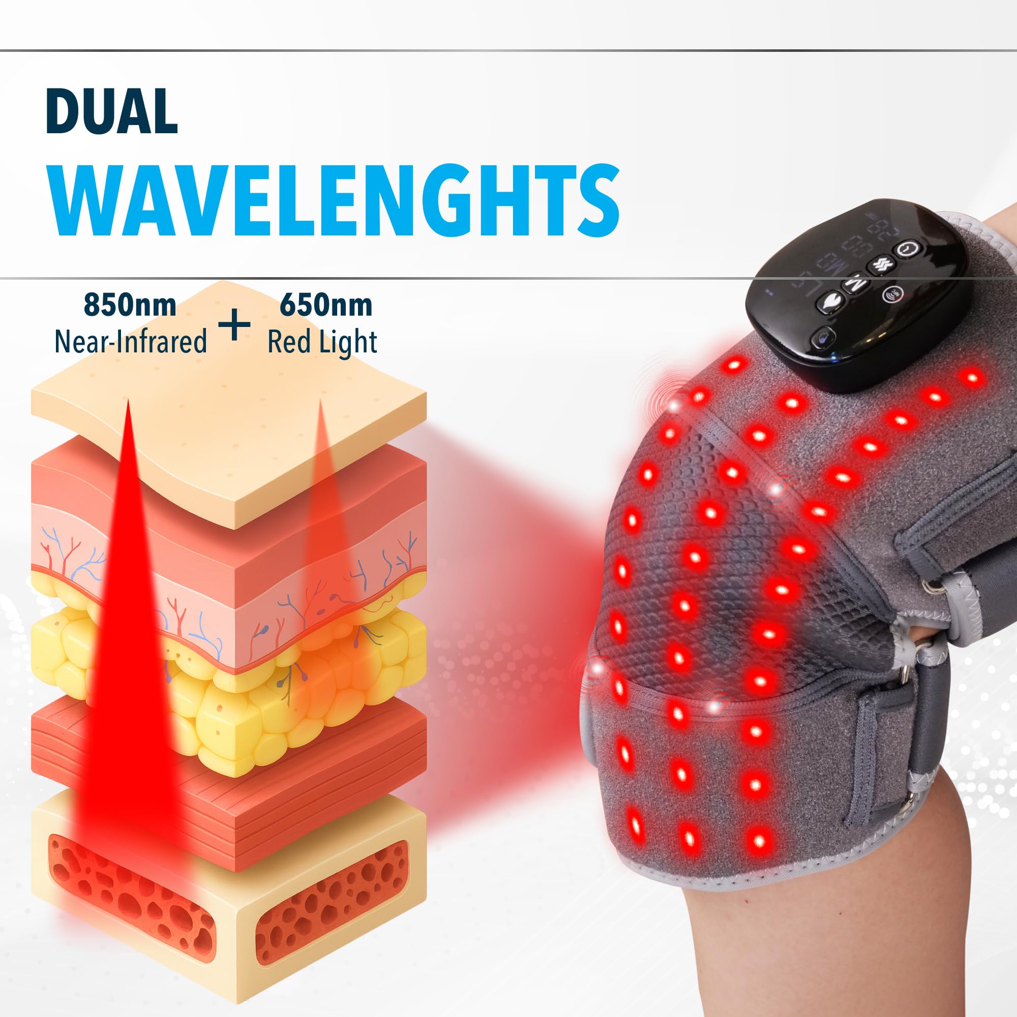 FORTHiQ RED+ knee massage uses an intuitive display for quick session setup.