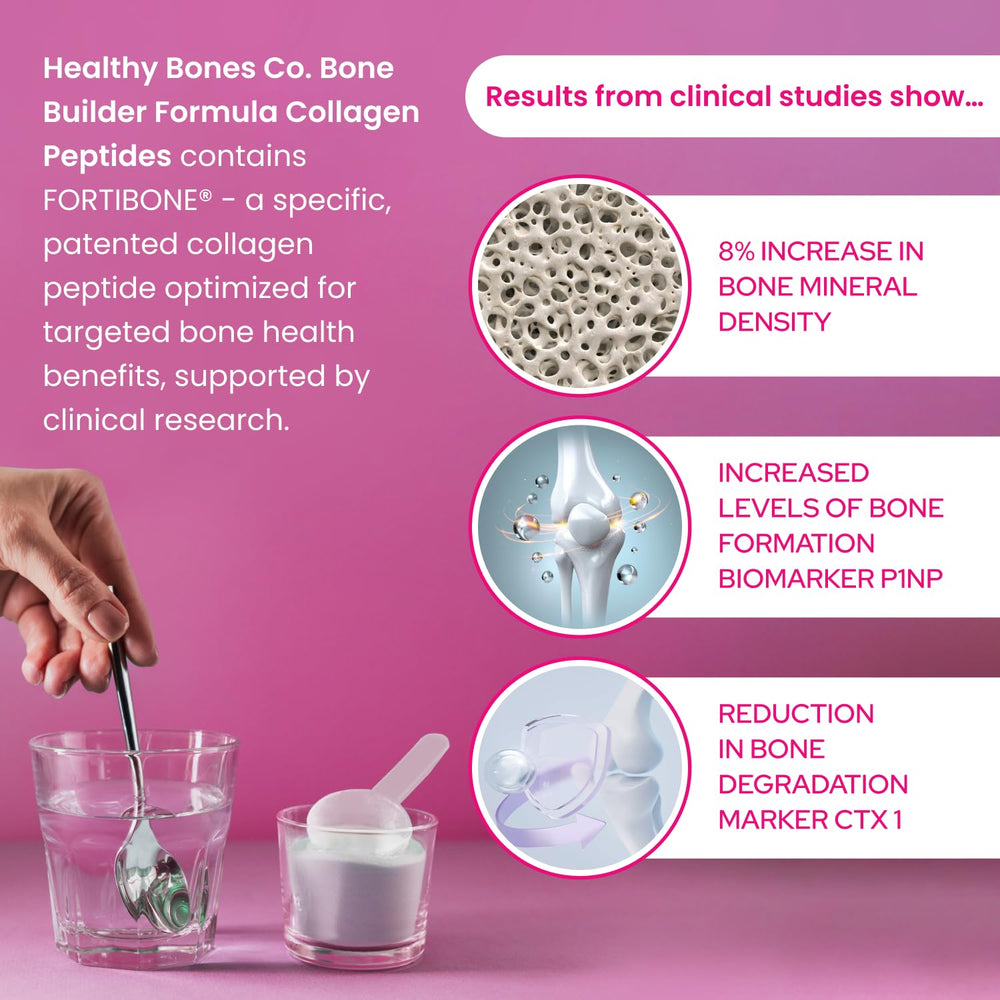 Fortibone collagen powder mixes easily in water for quick use.