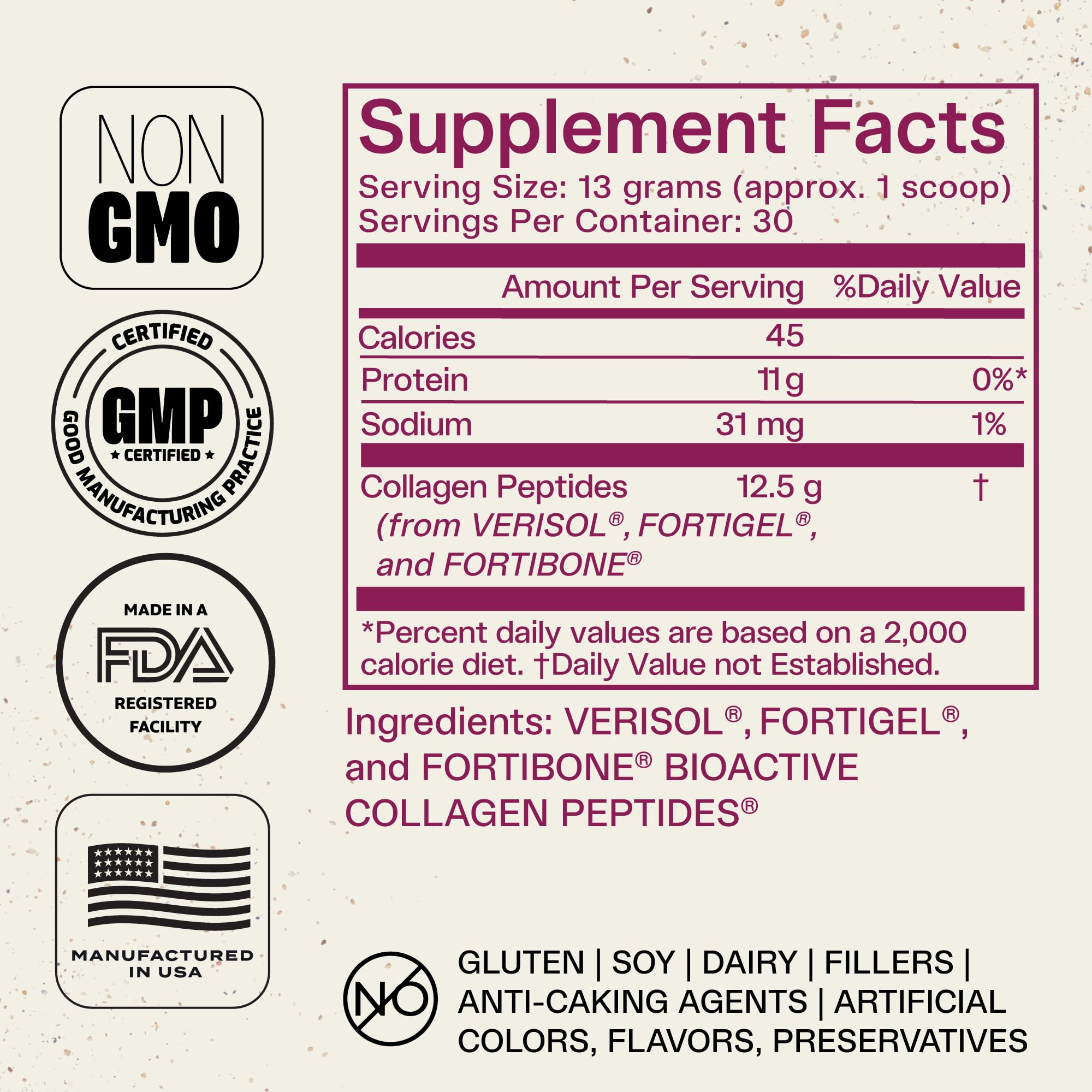 Fortibone ingredients are non-GMO and free of common allergens.