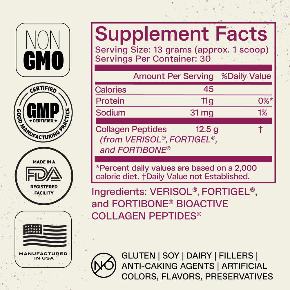 Fortibone ingredients are non-GMO and free of common allergens.