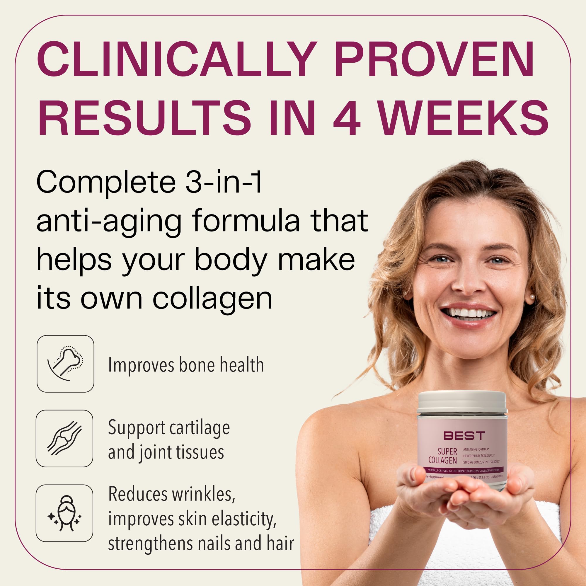Fortigel joint-supporting collagen for flexible, comfortable movement.