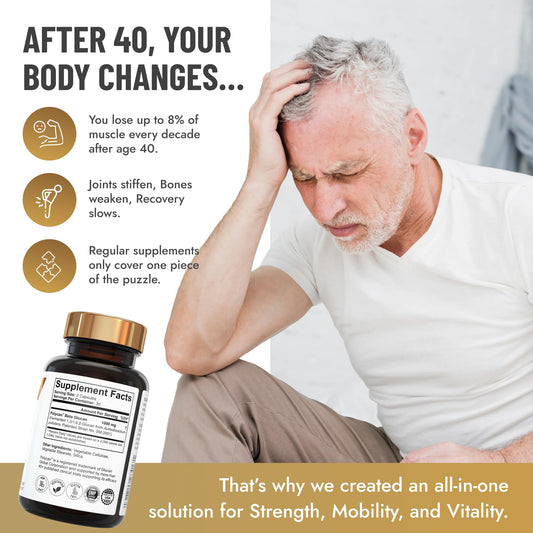 40+ Muscle Bone Joint Advanced Support bottle side view highlights easy daily use