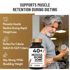 40+ Muscle Bone Joint Advanced Support label close-up highlights Polycan beta-glucan formula