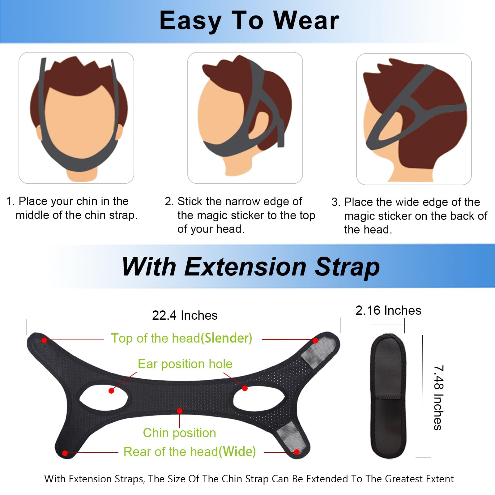 Extension strap on Forzacx chin strap for customized sizing