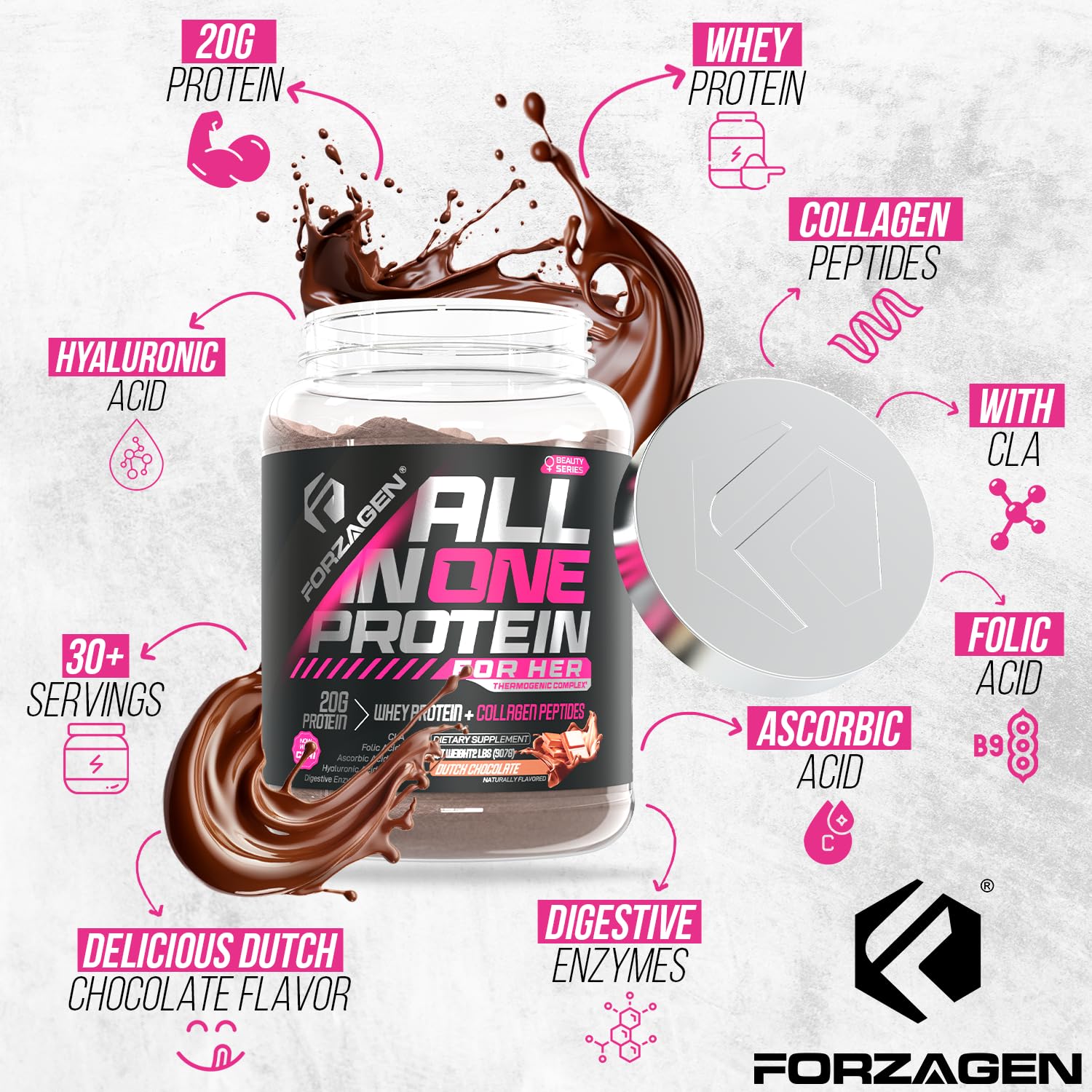 Forzagen All in One Protein for Her digestive-friendly blend supports smoother digestion after meals.