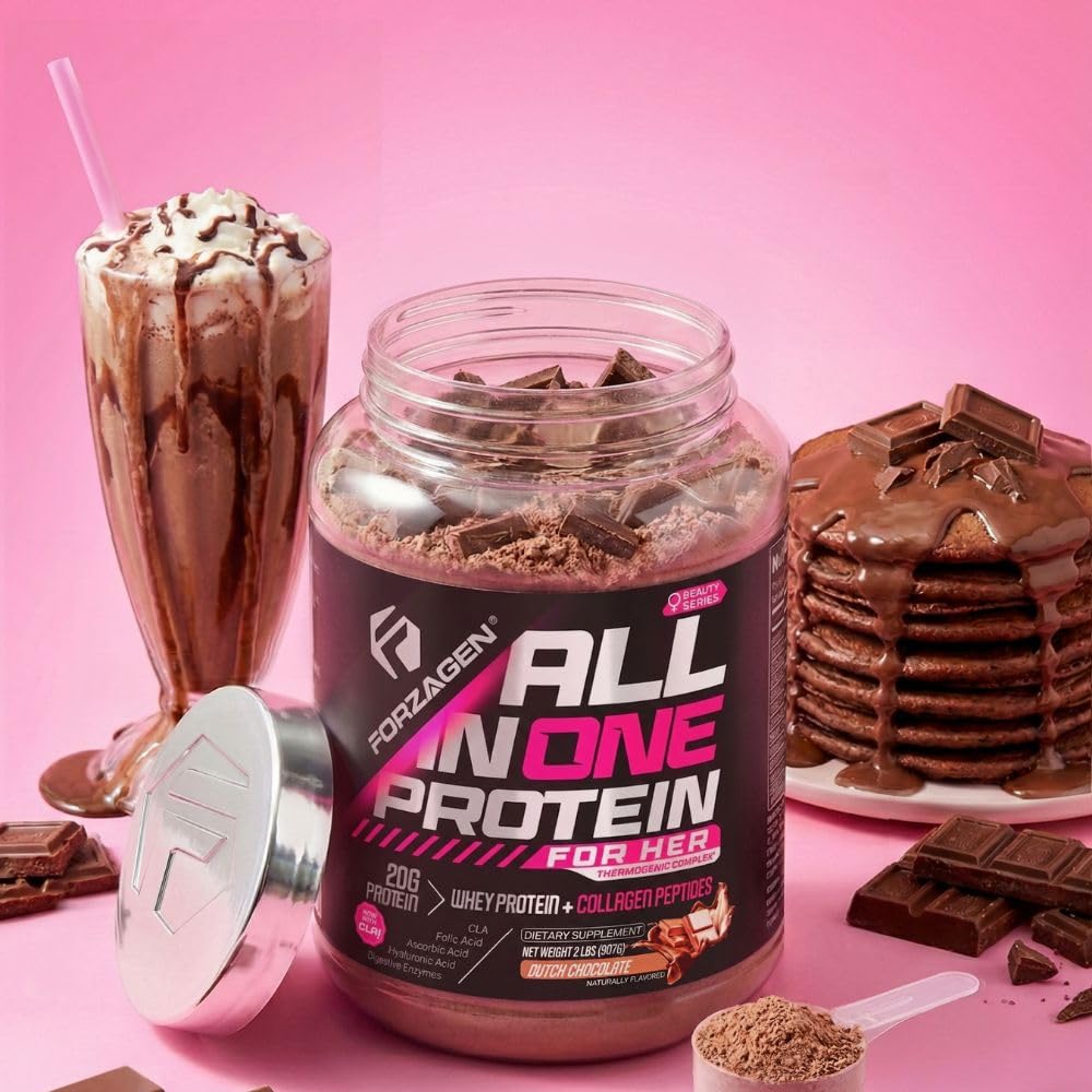 Forzagen All in One Protein for Her gut health graphic suggests smoother digestion.