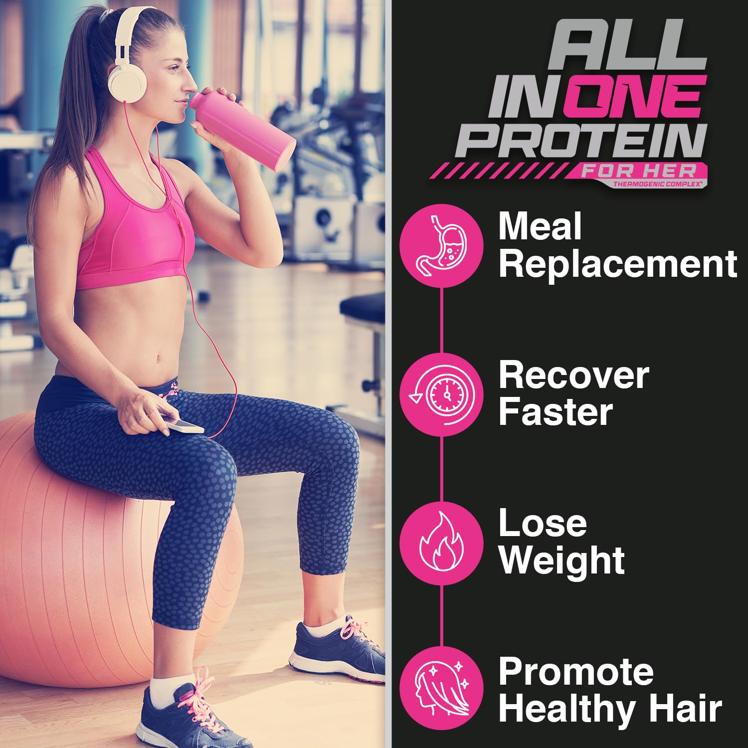 Forzagen All in One Protein for Her thermogenic complex image hints metabolism support and cravings management.