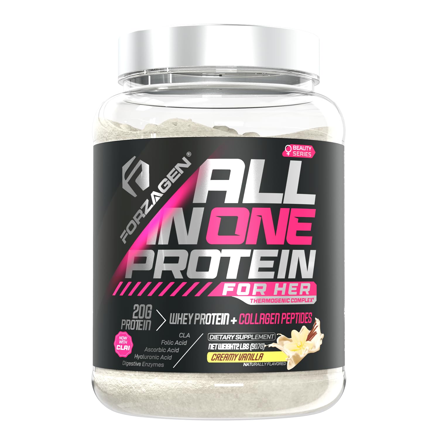 Forzagen All in One Protein for Her vanilla shake in glass after workout for smoother recovery