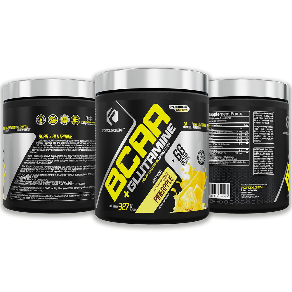 Forzagen BCAAs powder glass with ice, refreshing post-workout hydration.