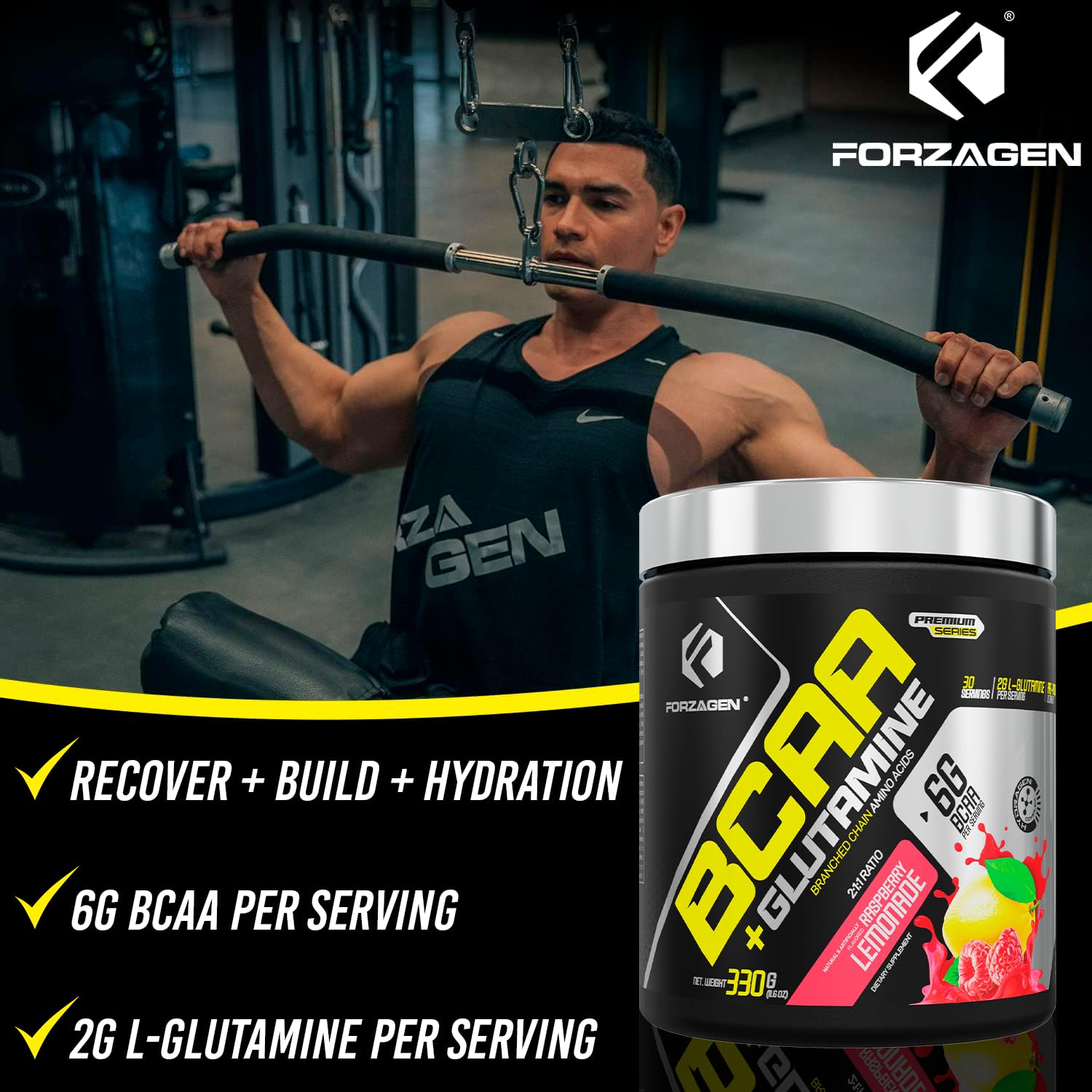 Forzagen BCAAs powder used post-workout to support recovery