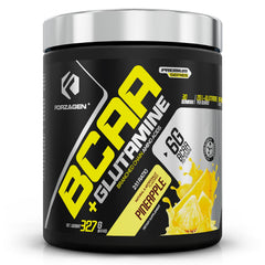 Forzagen BCAAs powder tub label, premium formula for steady muscle support.