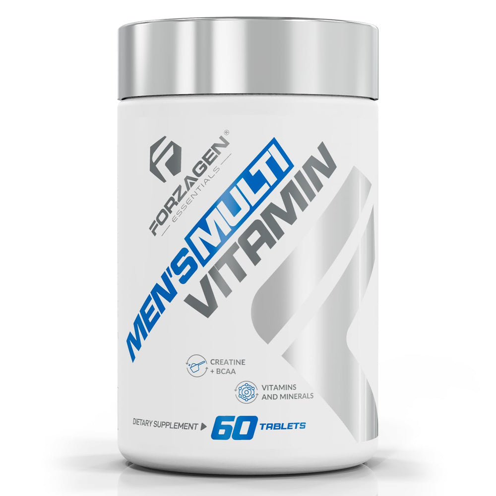 Forzagen Essentials men's multivitamin bottle — convenient daily nourishment for energy and vitality.