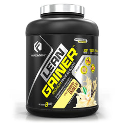 Forzagen Lean Gainer bottle being poured, high-calorie shake for recovery